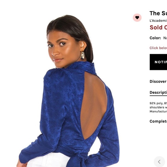 Revolve L’Academie Suzanne Top in Navy - Picture 3 of 6